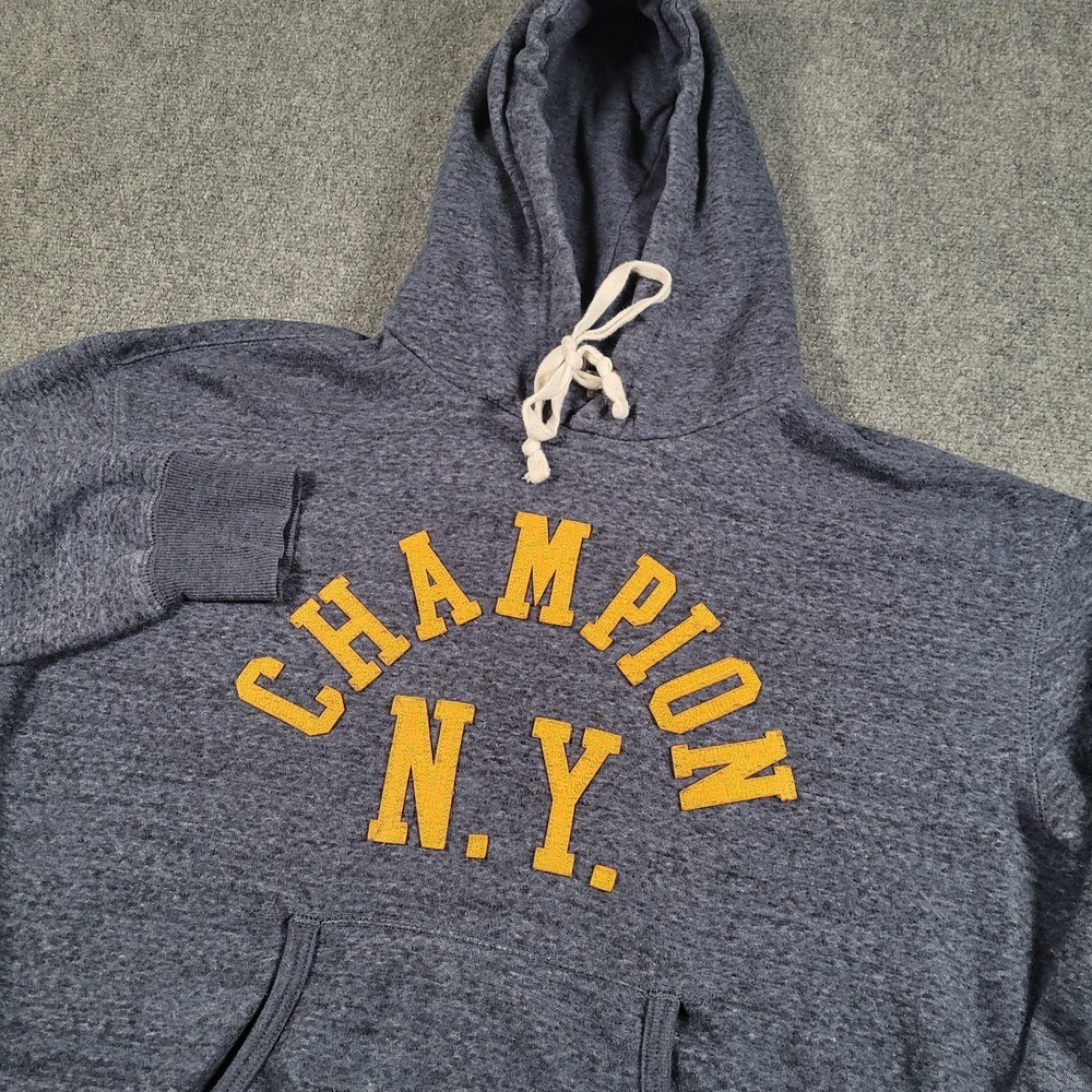 Champion‎ Hoodie Mens M Blue CHAMPION N.Y. Pullover Fleece Sweatshirt Graphic
